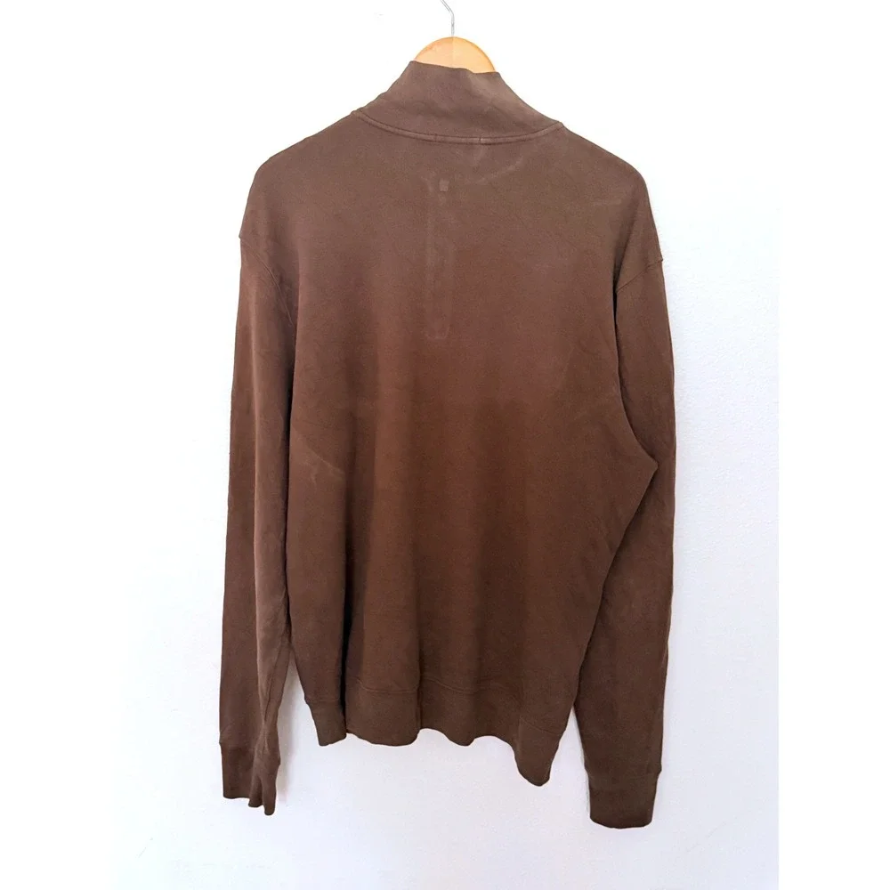 Burberry Brit Pullover Sz XL Brown Quarter Zip Mock Neck Logo Designer Sweater